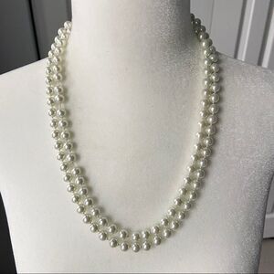 Long faux pearl necklace